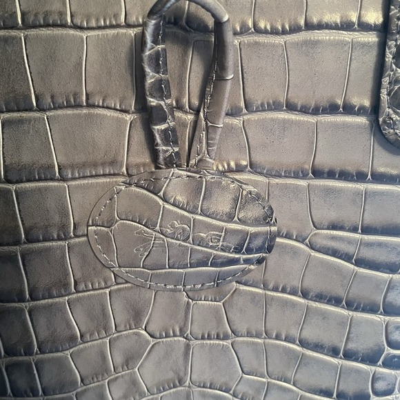 LONGCHAMP Roseau Croco Pilot Blue Crocodile Embossed Leather Tote Bag Purse NWOT - Picture 2 of 16